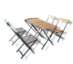 طاولات وكراسي قابلة للطي مصنوعة من الحديد و الخشب - 4