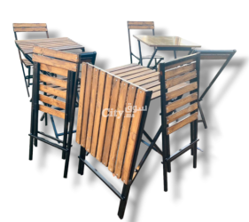 طاولات وكراسي قابلة للطي مصنوعة من الحديد و الخشب - 6